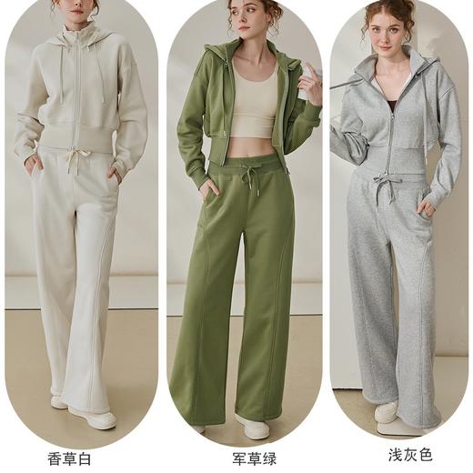 秋冬新款设计感加绒加厚连帽长袖外套宽松休闲阔腿裤女运动套装SF8763 商品图3