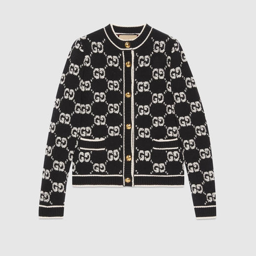 GG-S 黑色羊毛结子绒开衫 商品图0