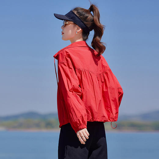 丁摩 红色宽松防晒衣女20新款夏季透气减龄休闲短外套5ZF-2527 商品图3