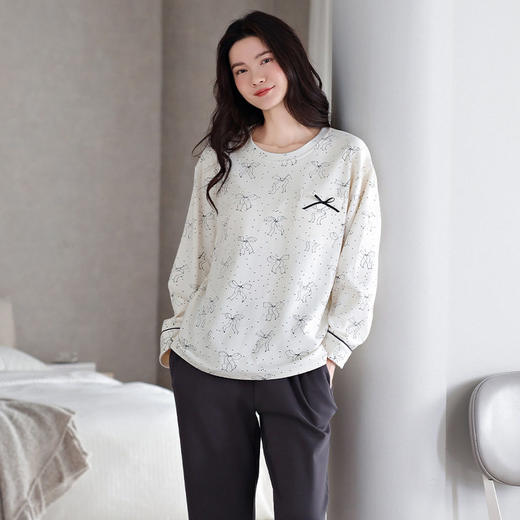 【多款】秋季纯棉睡衣长袖长裤带胸垫家居服轻运动风透气两件套装   JL-LGM8016/8017/8018/8019/8020/8021/8022/8023 商品图3