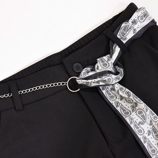 半身缘女裤 春季腰部链条丝巾弹力修身微喇休闲裤261102M10320047 商品图3