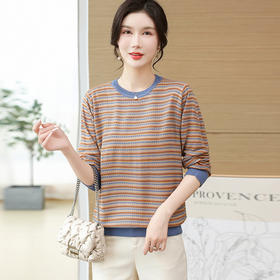 W052-6308-58-108妈妈秋装长袖针织衫毛衣洋气中老年女装上衣春秋宽松薄款打底小衫