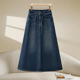 QYM F2123-Y半身裙高腰牛仔裙时尚气质中长裙
