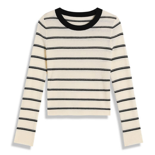 <曾小咸推荐>韩系修长袖条纹针织打底衫上衣 商品图4