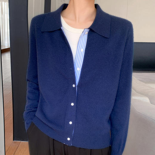 纤束马安迪绒假两件POLO领针织开衫 ZD-3024 商品图12