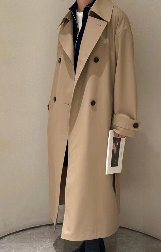 【高品质私服】【IC丝羊毛精纺平纹布翻领风衣】线条流畅干练，富有人文气质，干练优雅与率性风格随意切换N1040-CC【无标出货 介意慎拍】 商品图6