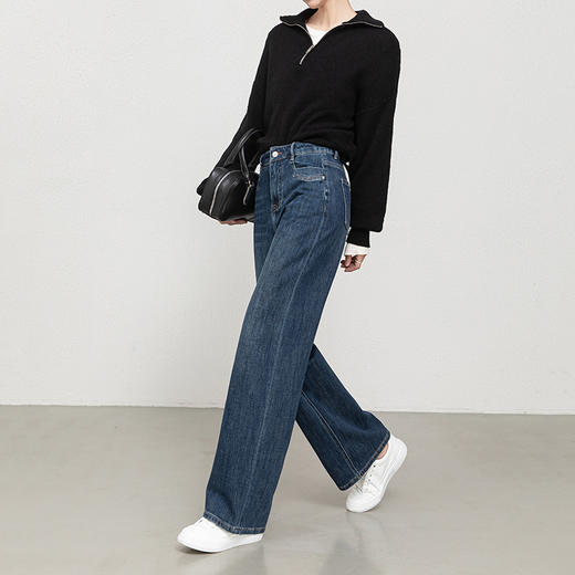 「高货rg」全新升级【铂金会员183/天猫249/差价66】(51123)洛诗琳气质高腰牛仔长裤2025秋季宽松四面弹直筒九分裤 商品图2