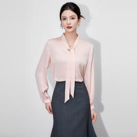 「高货wl」全新升级【铂金会员238/天猫319/差价81】(95635)洛诗琳法式新款气质通勤衬衫2025秋季优雅飘带雪纺上衣女