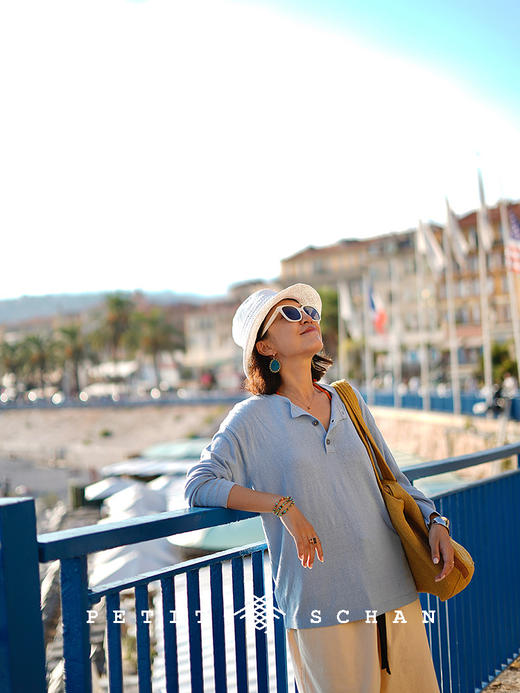 PETIT SCHAN小闪 CLO#893 A sunny autumn day 秋天的晴天 桑蚕丝亨利领刺绣针织衫亨利衫 商品图4