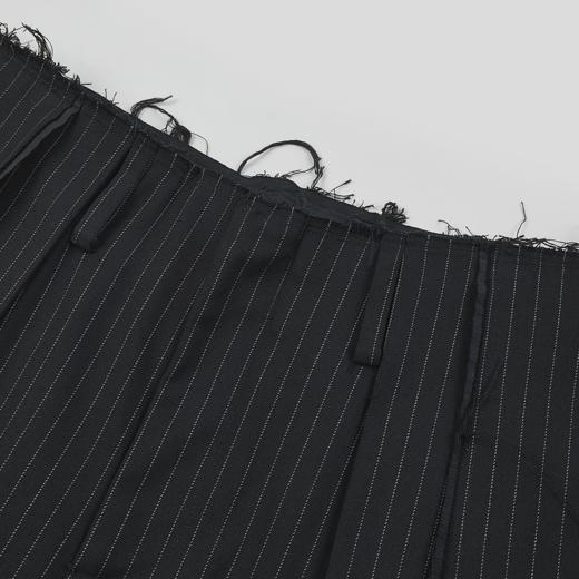 GOODBAI 916 无腰带毛边条纹打褶直筒西裤 商品图3