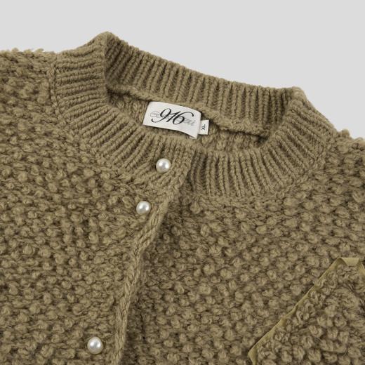 GOODBAI 916 菱形毛织贴布圆领珍珠双扣oversize开衫 商品图3