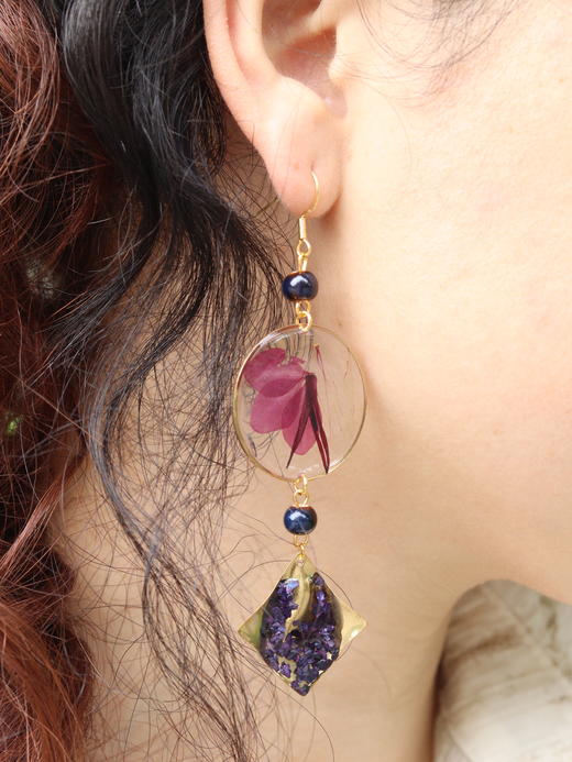 押花螺钿创意手作复古耳环 商品图4