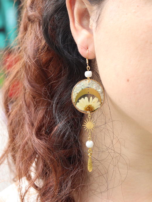 押花螺钿创意手作复古耳环 商品图2