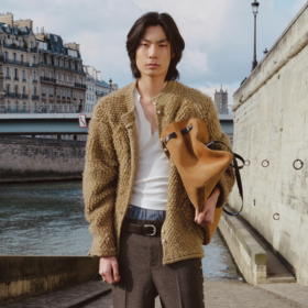 GOODBAI 916 菱形毛织贴布圆领珍珠双扣oversize开衫