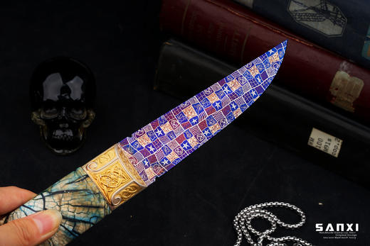 三希堂  现代刀  卷草星空小猎  未开刃 商品图5