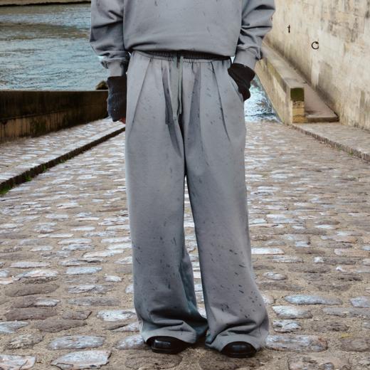 GOODBAI 916 泼墨渐变收腰抽绳打褶阔腿卫裤 商品图0