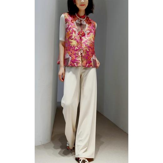 高定款！一片式剪裁真丝垂顺显瘦百搭空气裤 日本宾霸铜氨丝 微阔腿直筒裤，修身又显瘦，松紧高弹平整腰头，上身不鼓包，细竖条纹，随性垂顺，藏肉显瘦不松垮 商品图6