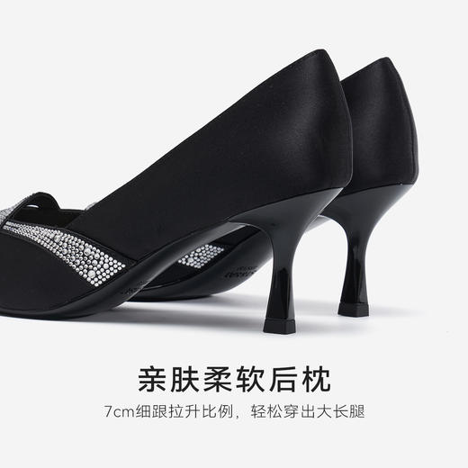 星期六优雅晚宴绸缎闪钻尖头细高跟SSD3111065 商品图8