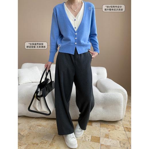 雀说层次感美学小众设计感撞色假两件V领显瘦针织开衫ALSN7886 商品图2