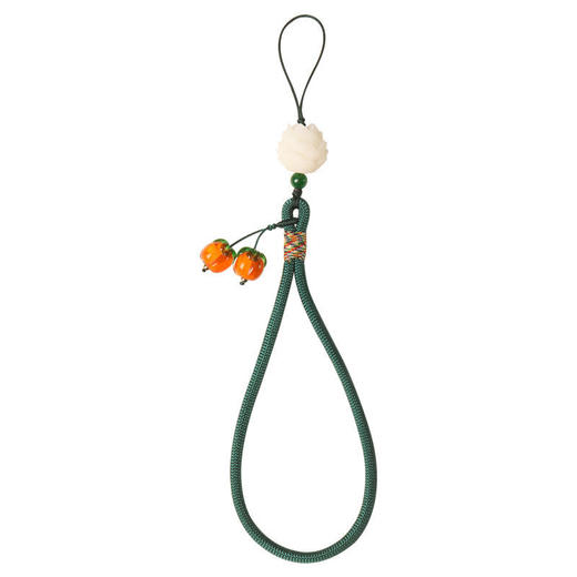 「仅9.9到手！柿柿如意手机挂件」短款手腕挂绳男女琉璃柿子挂坠钥匙扣防丢绳时尚饰品 商品图4