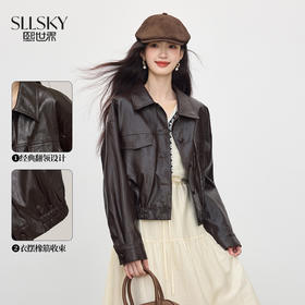 【09/03新品】熙世界复古PU皮衣短外套女2025秋装新款小个子翻领机车服夹克上衣