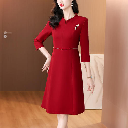 AHM xxnz6554妈妈装气质结婚红色连衣裙 商品图1