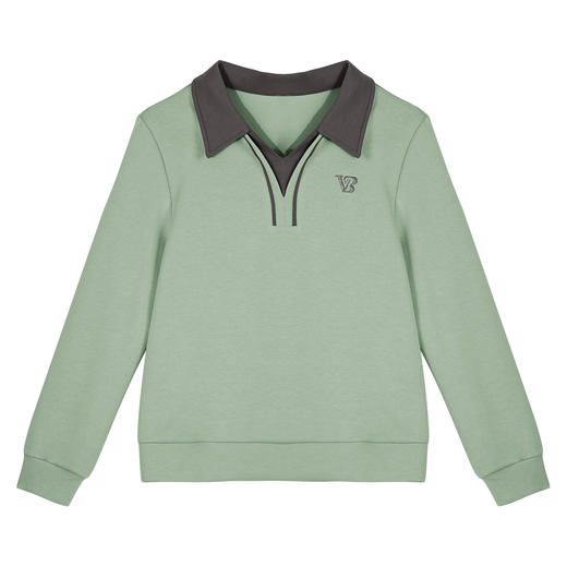 雀说假两件卫衣女新款爆款洋气女装正肩显瘦翻领薄外套AL30018 商品图4