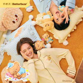 黄油小熊联名[宅家熊翻领睡衣]套装简约显瘦松弛感亲肤家居服