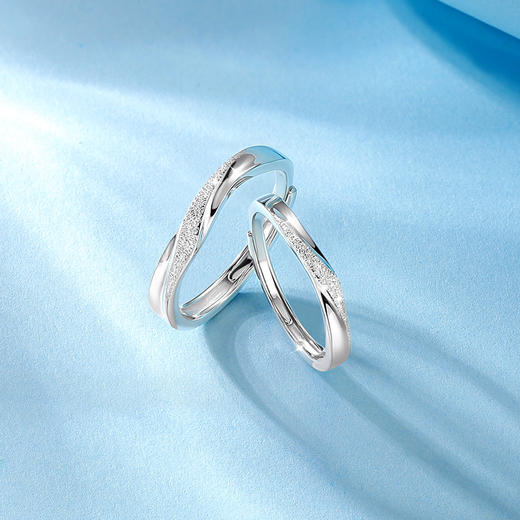 卡蒂罗/KADER 【999足银】 星河流转情侣对戒 简约磨砂设计原创开口素圈一对时尚百搭 商品图7