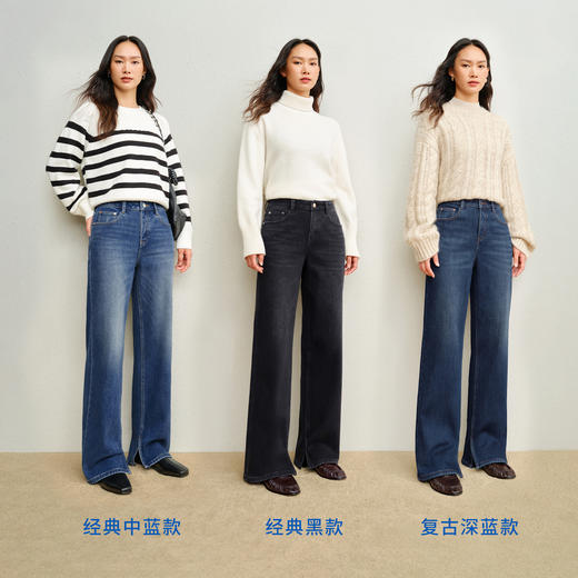 【保暖薯条裤】simplepieces冬新款SPS牛仔裤女小个子磨毛直筒裤 商品图3