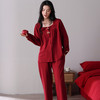 雀说 纯棉红色睡衣女春秋季长袖长裤家居服两件套 商品缩略图3