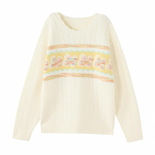 笛莎Deesha 童装女童毛衫2025冬新款女童软糯花花圆领毛衫 商品图4