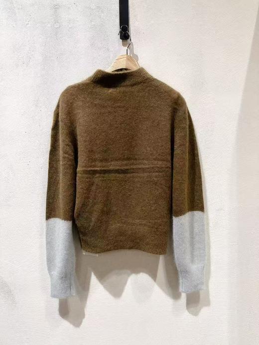 女款拼色圆领长袖针织毛衣 商品图1