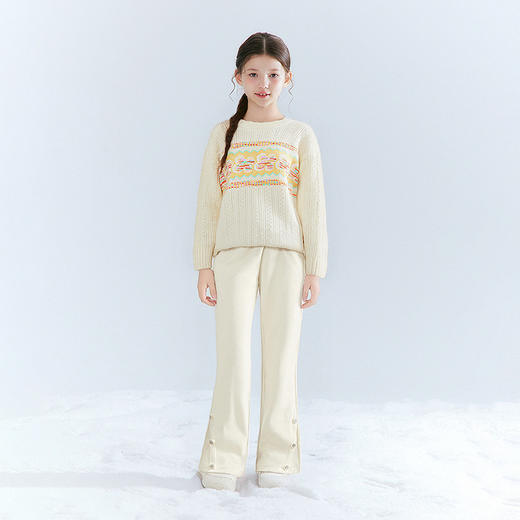 笛莎Deesha 童装女童毛衫2025冬新款女童软糯花花圆领毛衫 商品图2