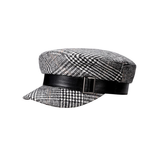 SFH8909062G00 茜子She's shes茜子时尚格纹绵羊毛混纺毛呢立体报童帽女秋冬【G0黑白格纹】 商品图1