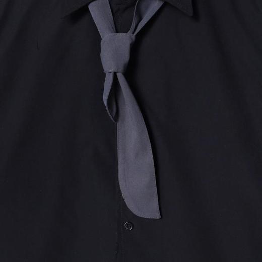 23643SDSA男士秋冬新款痞帅男装潮牌撞色领带长袖衬衫复古网红款衬衣 商品图3