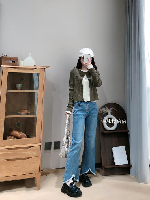 【特惠不退货】诗凡黎圆领针织衫2024秋新款外搭开衫3F8231701 商品图1