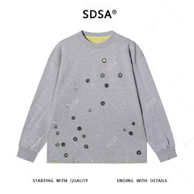 SDSA男士秋冬新款痞帅男装潮牌纽扣印花圆领卫极简风时尚套头上衣