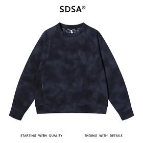 SDSA男士秋冬新款痞帅男装设计师扎染解构圆领卫衣百搭套头上衣