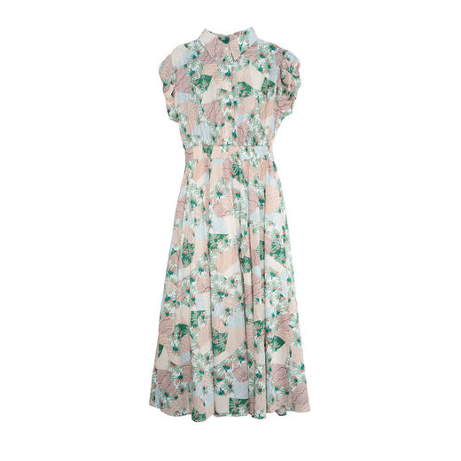 谜底花色连衣裙短袖2025秋季新款复古文艺花苞袖长裙子257ML7860 商品图4