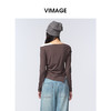 VIMAGE纬漫纪一字领休闲通勤简约T恤不对称长袖上衣2025秋季新款T恤V2402103 商品缩略图4