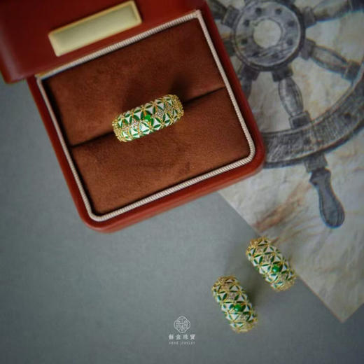 龢盒原创 翡翠马赛克银镶耳环戒指 商品图0
