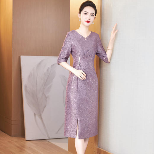 LC 2531旗袍连衣裙中式改良版七分袖旗袍日常可穿 商品图2