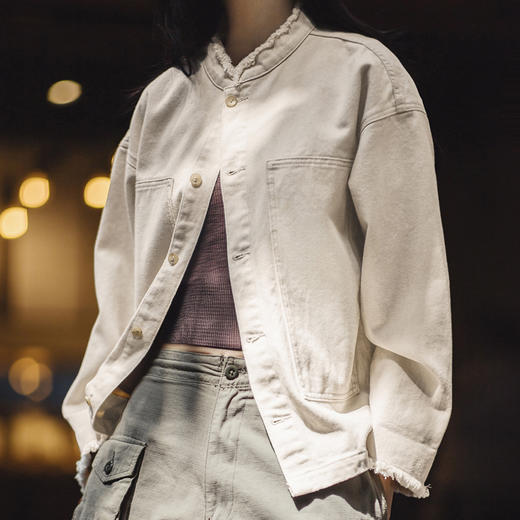 马登女装美式棉籽壳牛仔外套休闲宽松设计感小众纯棉丹宁夹克秋冬 商品图2