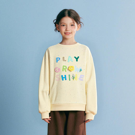 笛莎Deesha 童装女童卫衣2025冬新款女童立体刺绣拼布装饰卫衣 商品图1