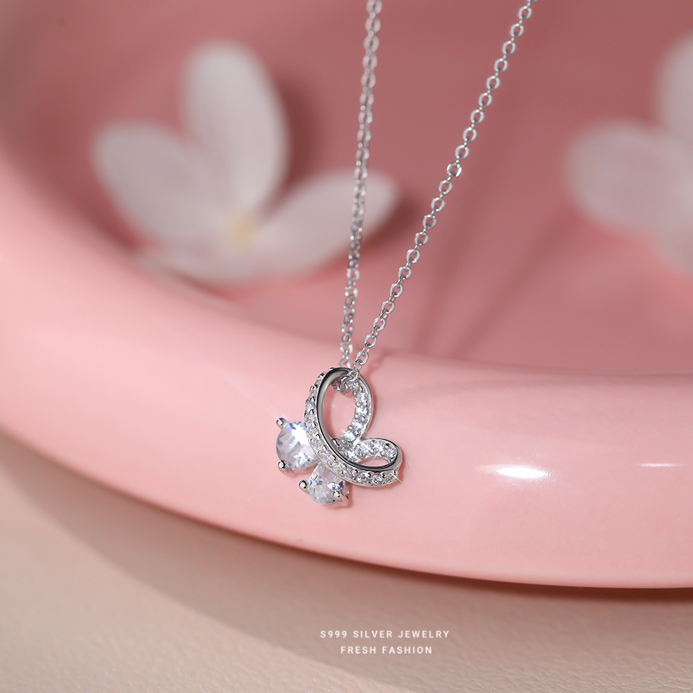 【蝴蝶之吻】S999纯银满镶轻奢蝴蝶项链【YXS-A4515】