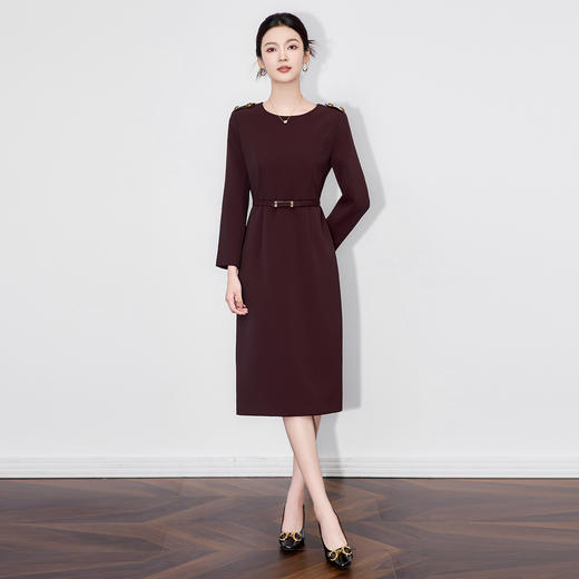 「高货wl」全新升级【铂金会员330/天猫439/差价109】(03053)洛诗琳高级感简约气质收腰裙2025秋季优雅轻奢显瘦连衣裙 商品图1