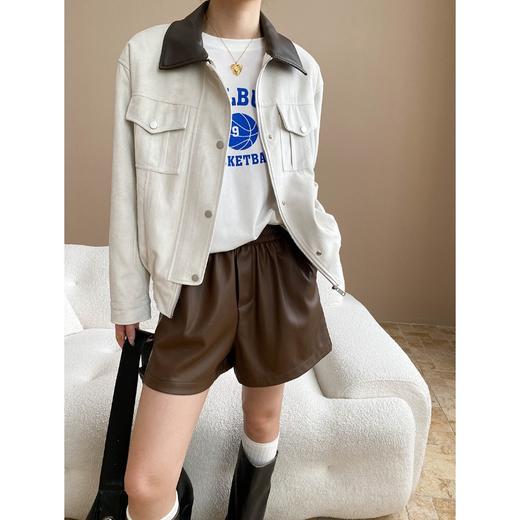 雀说早秋新款 美式复古巴恩风撞色翻领宽松工装夹克外套ALSN7822 商品图0