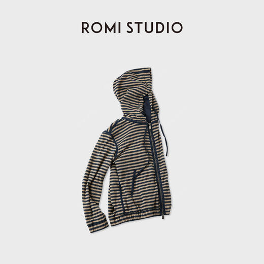 ROMI STUDIO“美式复古”撞色条纹双拉链针织开衫外套RWCAW65451 商品图3