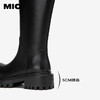 MIO米奥骑士靴圆头高跟黑色皮革扣带百搭长筒女靴M255852118 商品缩略图4